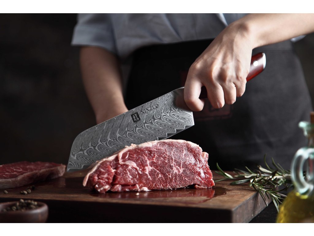 Schneiden mit dem Santoku Messer XinZuo Yi B27