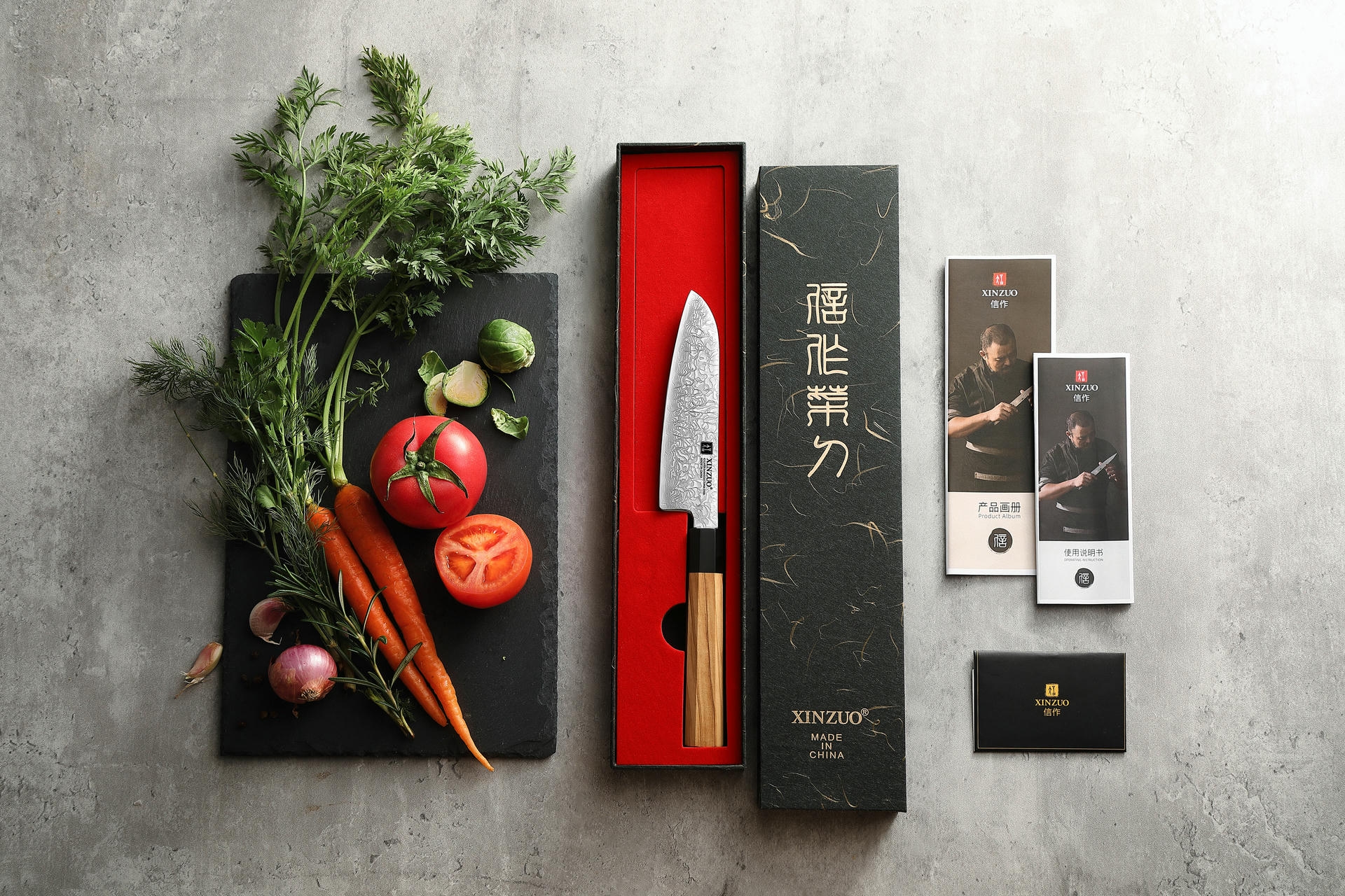 Luxuriöse Geschenkbox Santoku Messer XinZuo Zhen PM8O