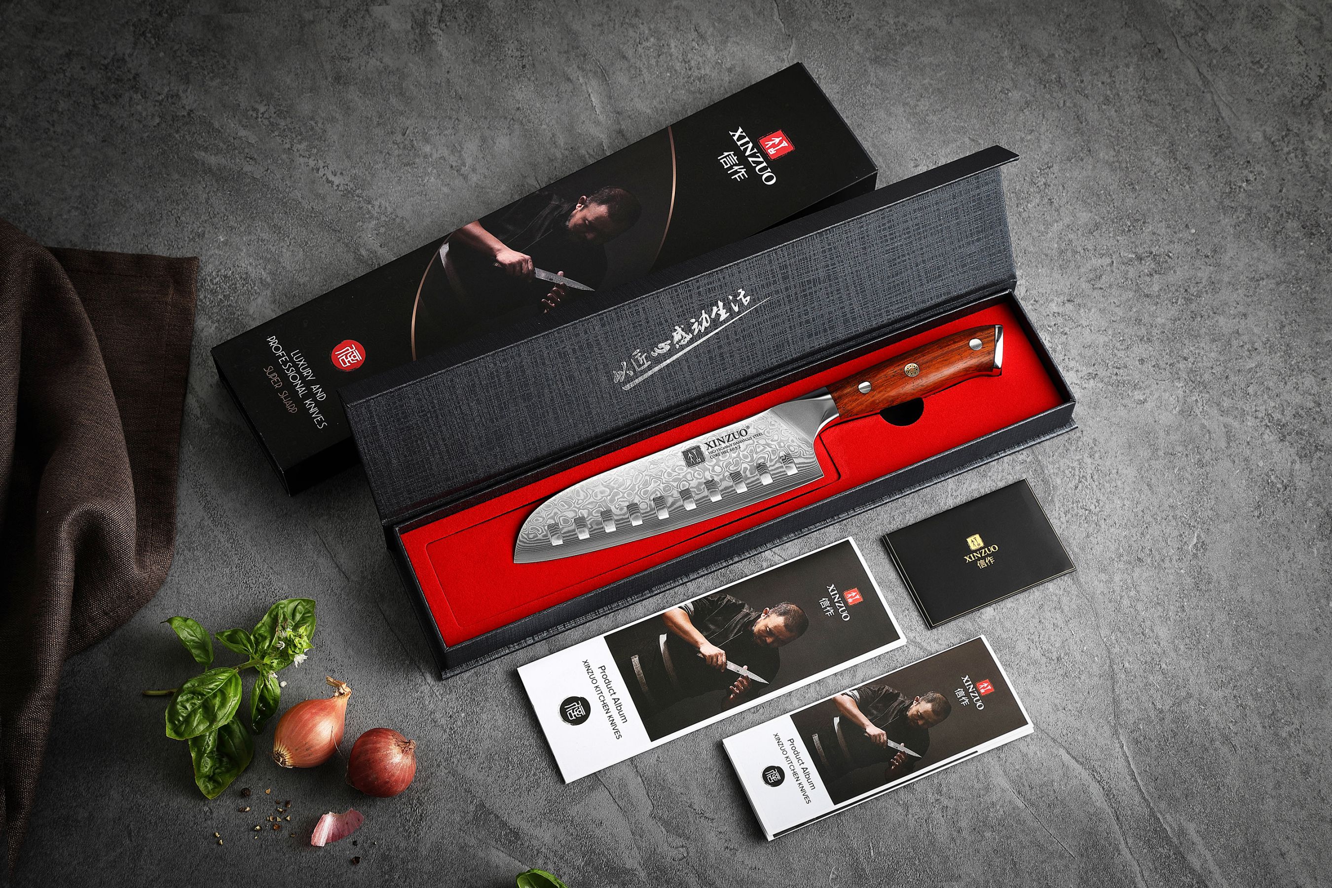 Luxuriöse Geschenkbox Santoku Messer XinZuo Yu B13R