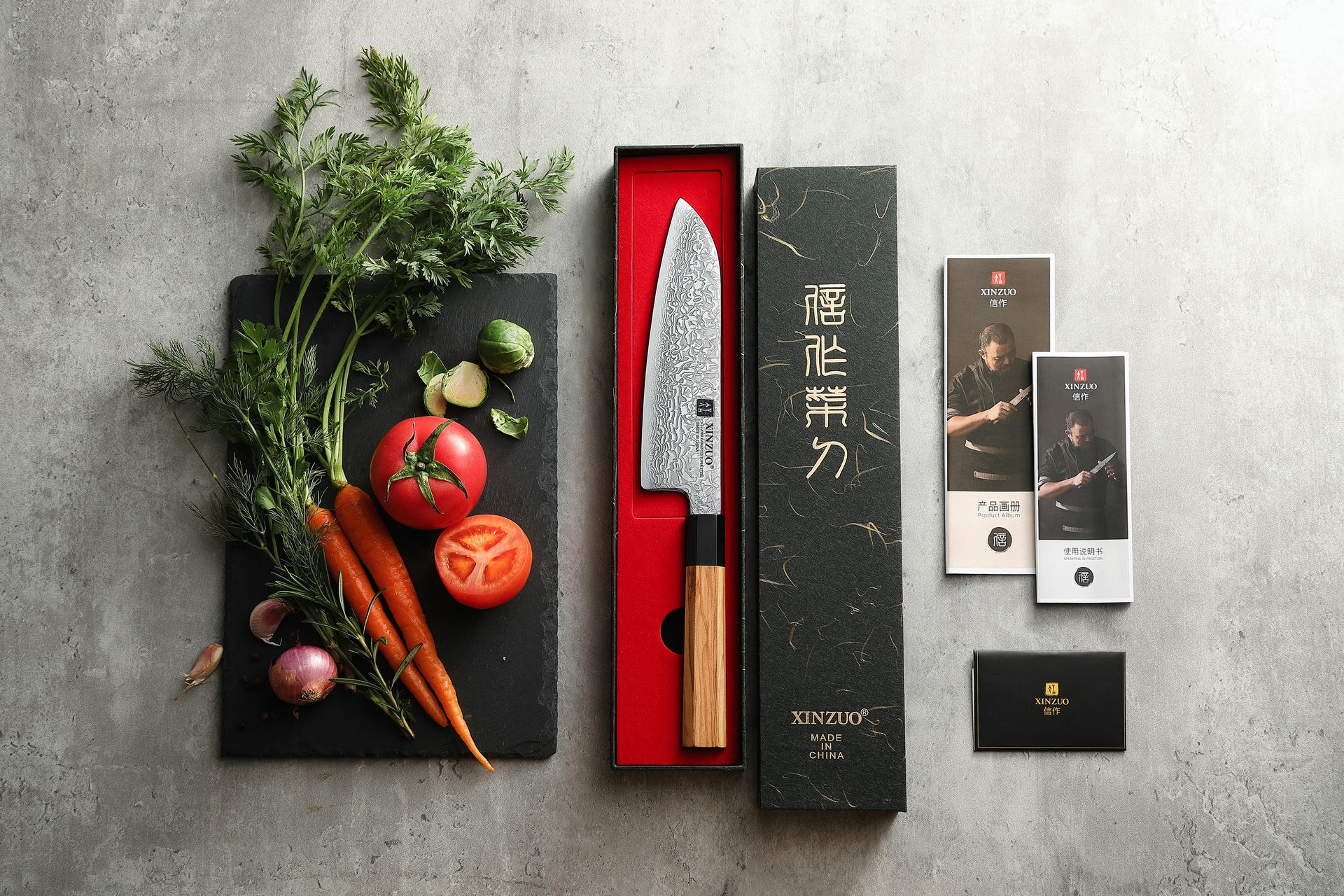 Luxuriöse Geschenkbox Santoku Messer XinZuo Zhen PM8O