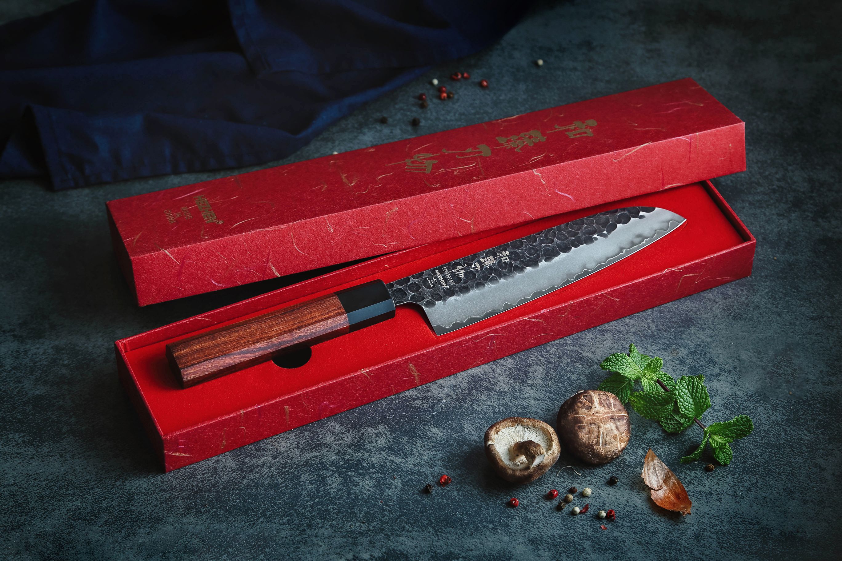 Luxuriöse Geschenkbox Santoku Messer HEZHEN PM8S