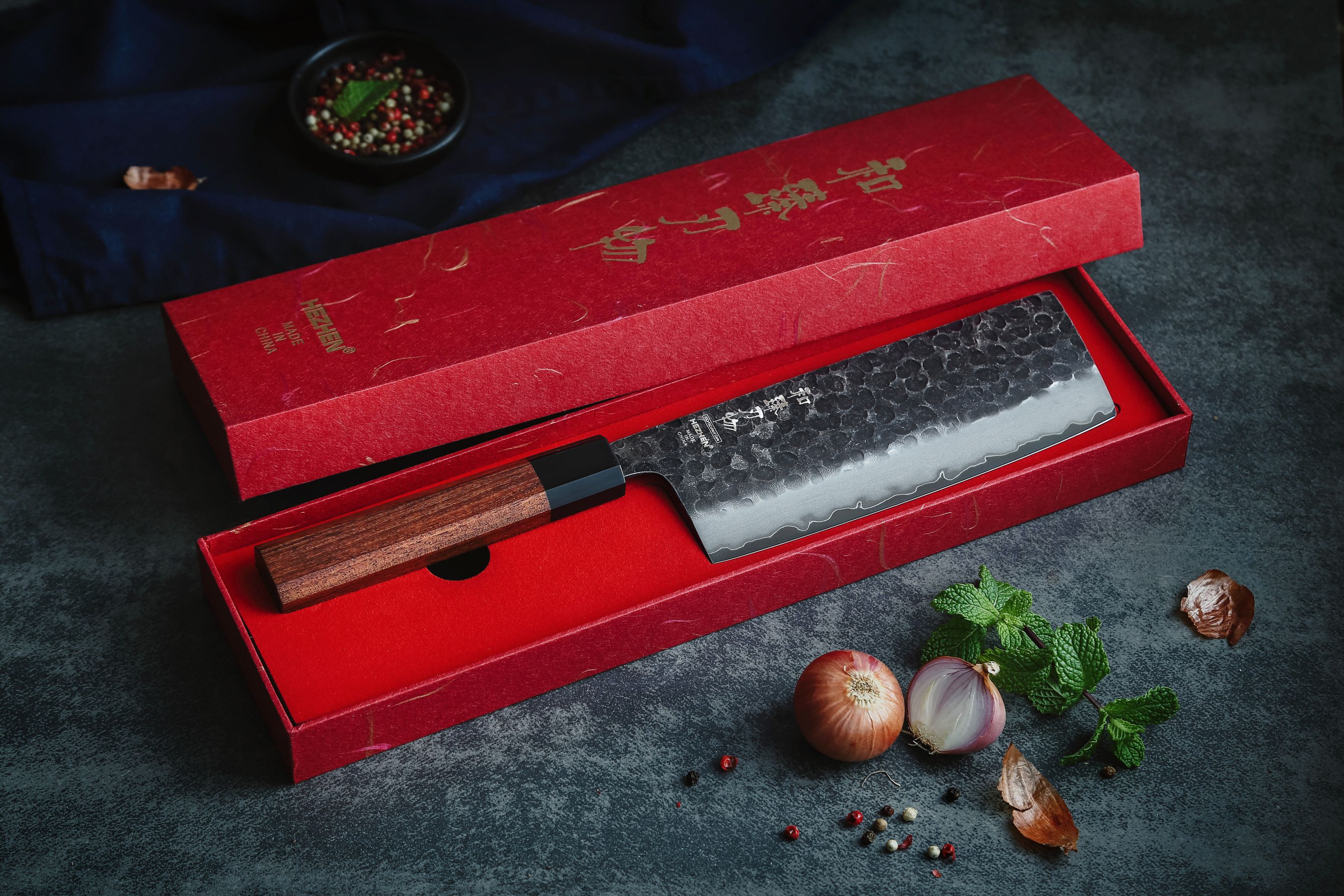 Nakiri Messer HEZHEN PM8S in der Geschenkbox