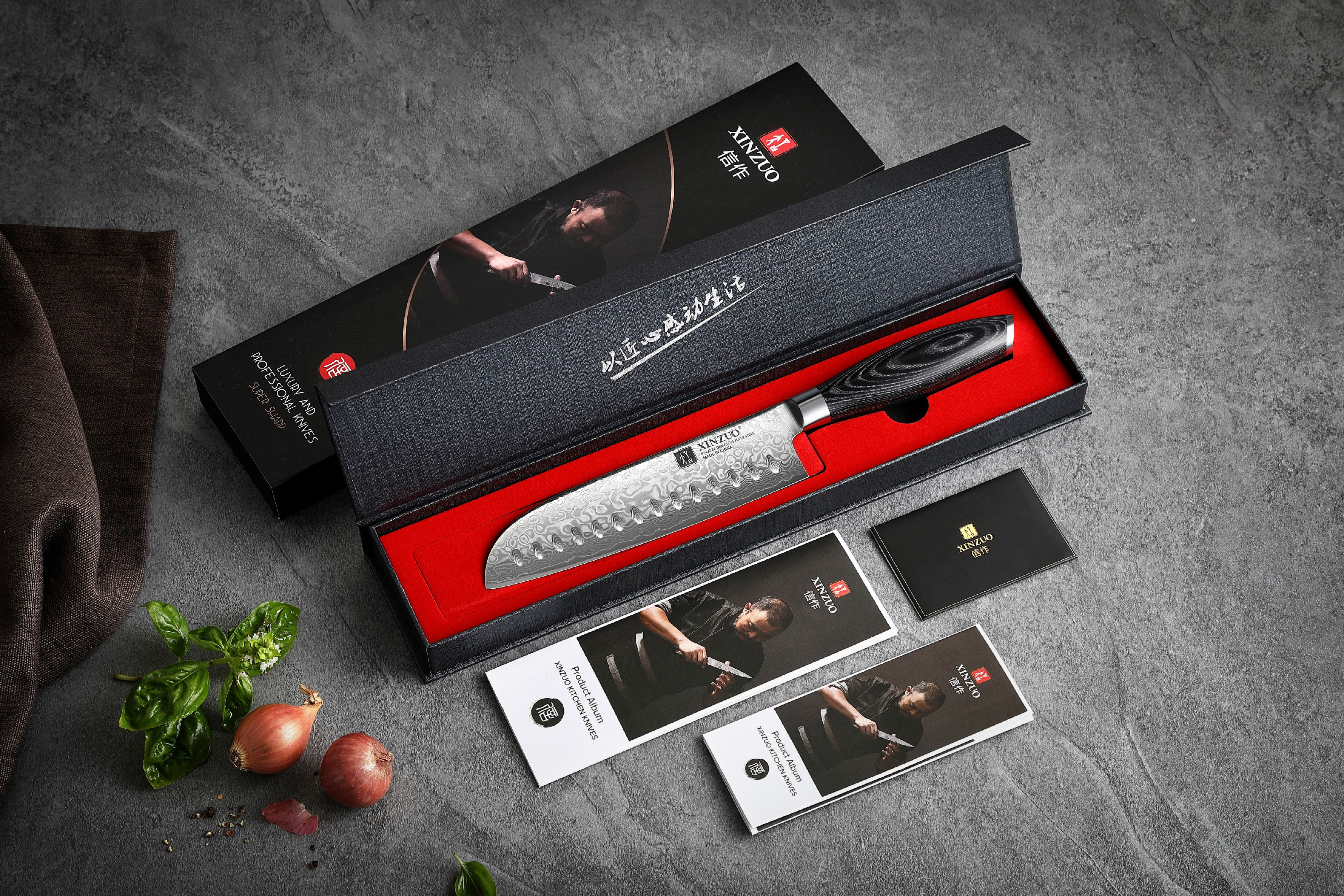 Luxuriöse Geschenkbox Santoku Messer XinZuo Ya B20