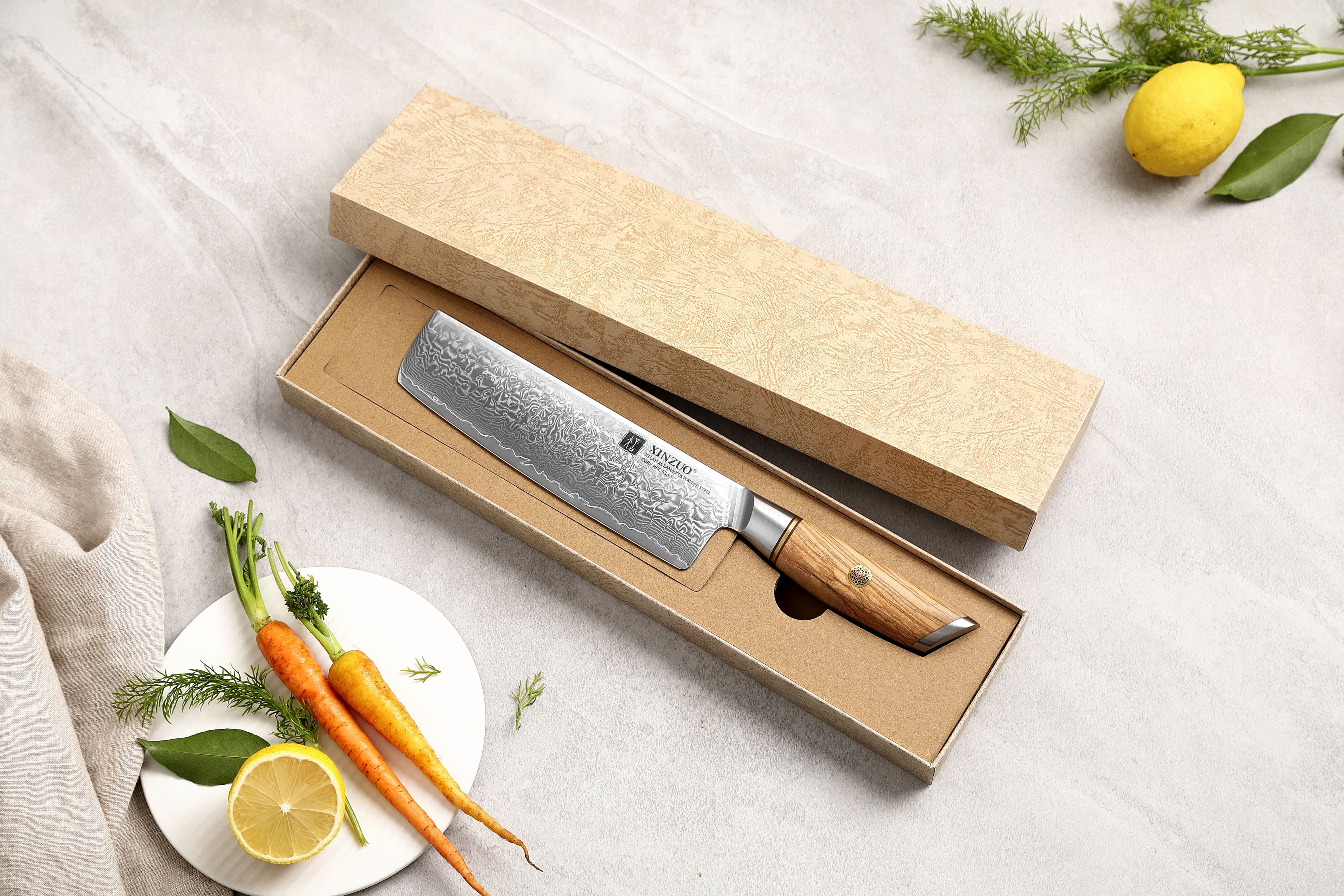 Nakiri Messer XinZuo Lan B37 in der Geschenkbox