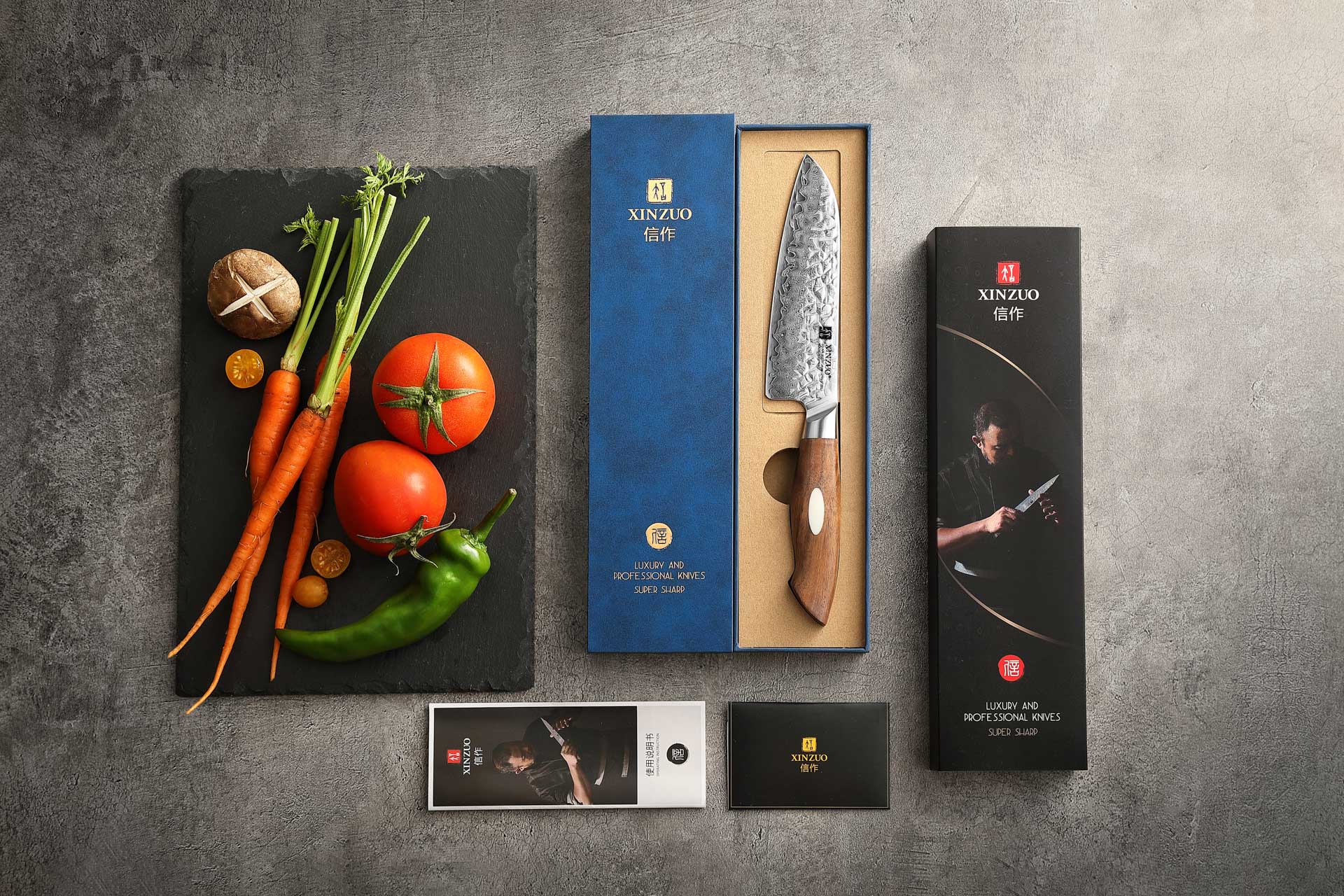 Luxuriöse Geschenkbox Santoku Messer XinZuo Jiang B46W