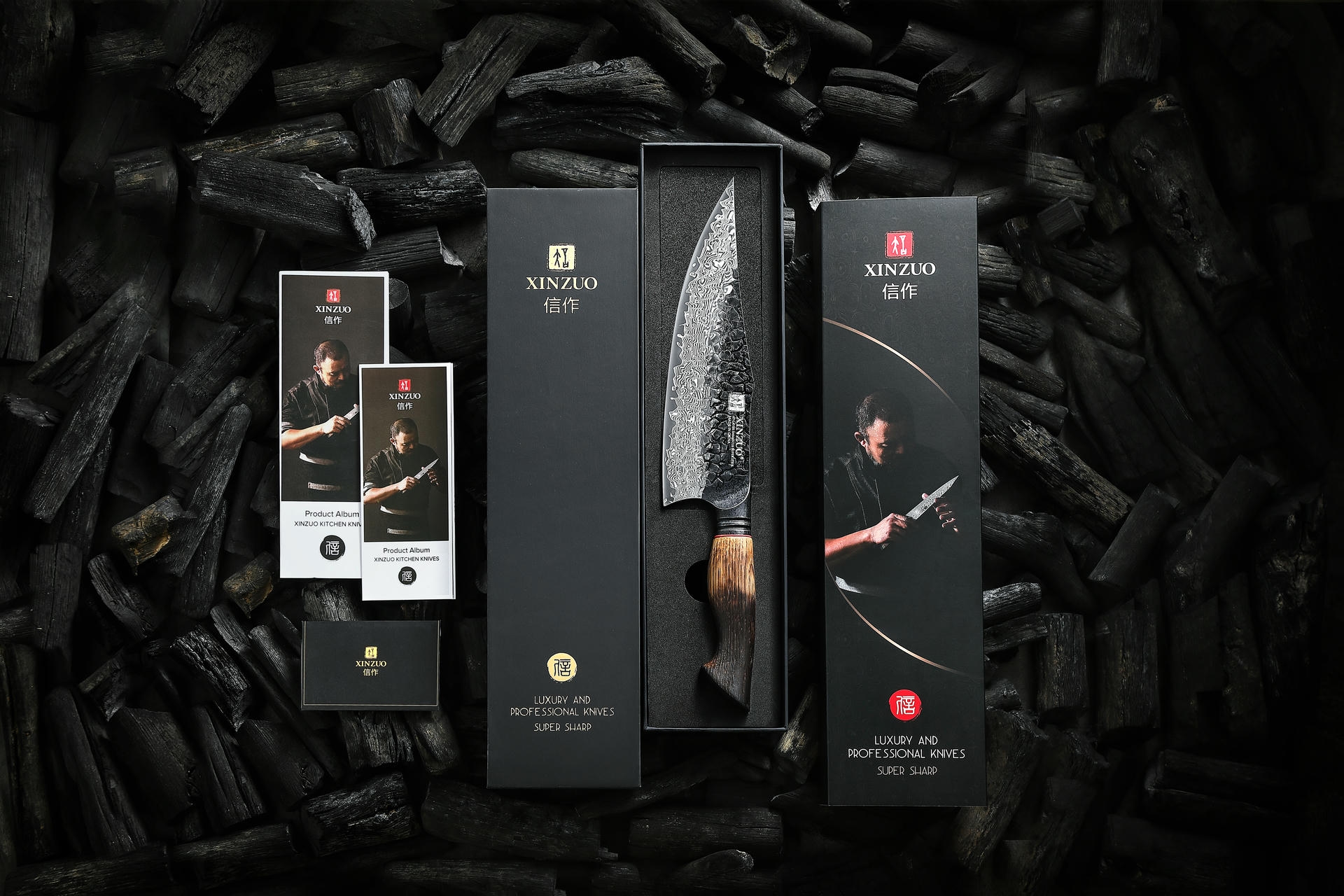 Küchenmesser aus der Serie Mo ist in einer luxuriösen Geschenkbox in Schwarz verpackt