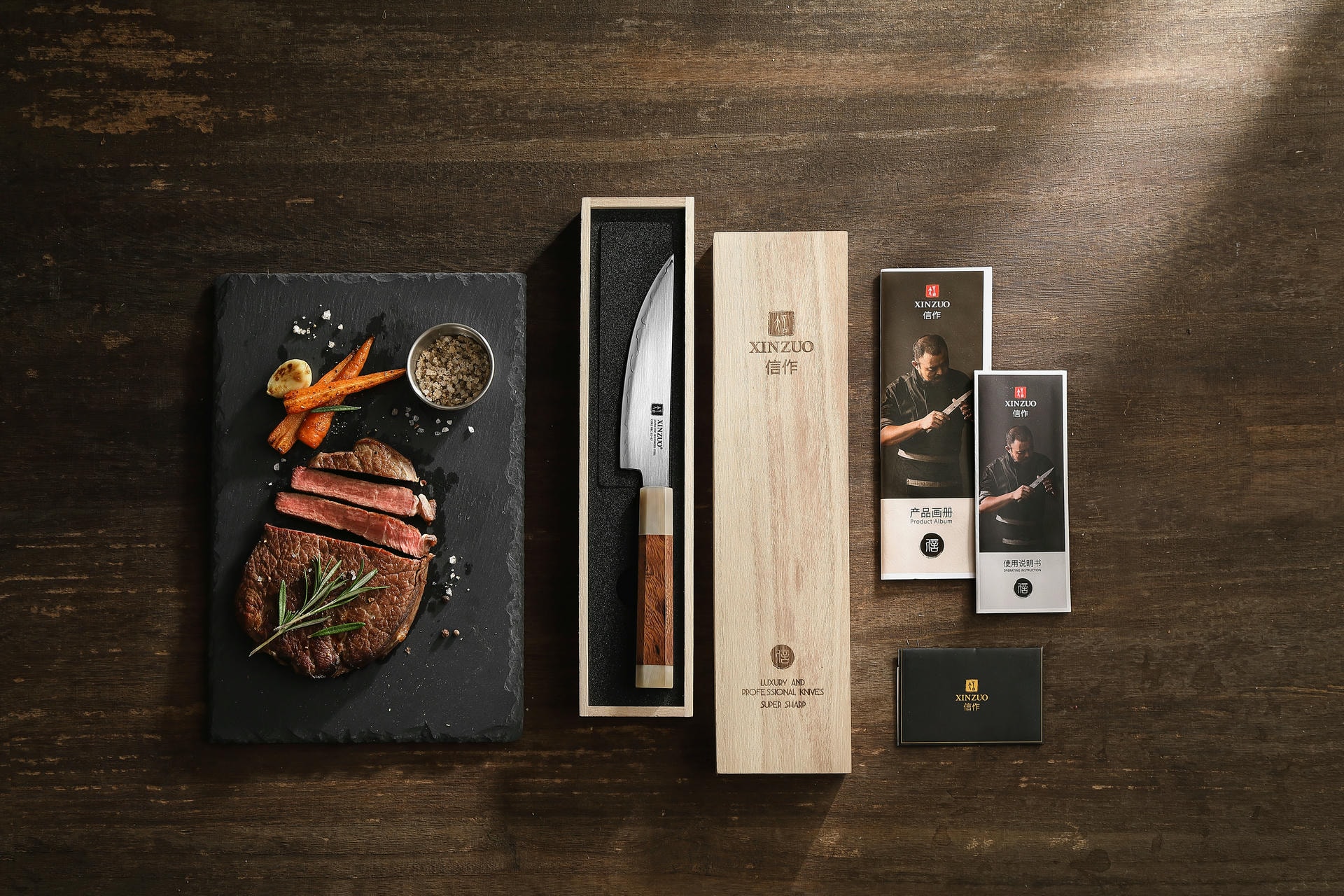 Steakmesser XinZuo Zhen X05Z in der Holzbox