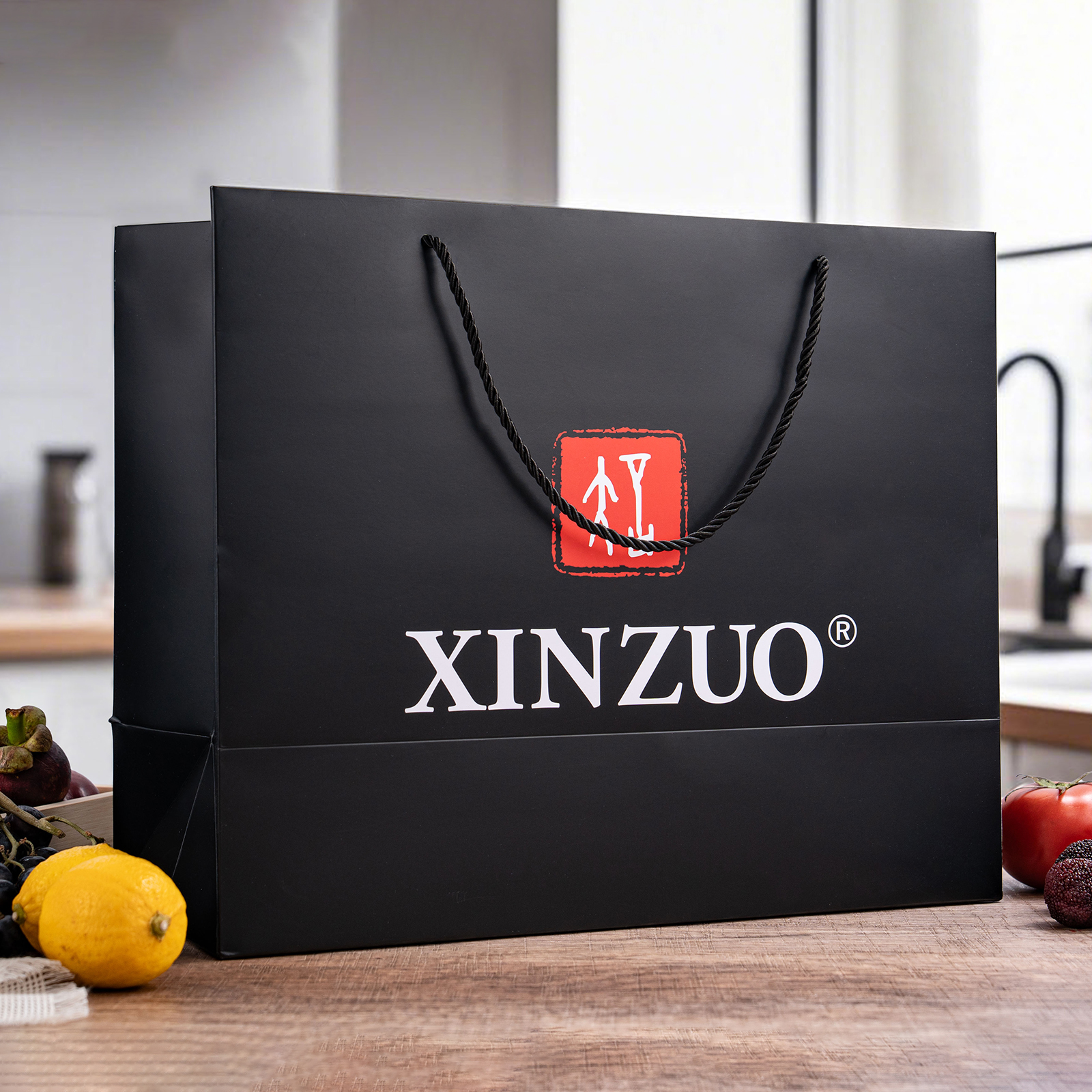 Die elegante große XinZuo-Geschenktasche in Schwarz verleiht jedem Geschenk eine Ausstrahlung. Somit kommt sie unter dem Weihnachtsbaum besonders gut zur Geltung.
