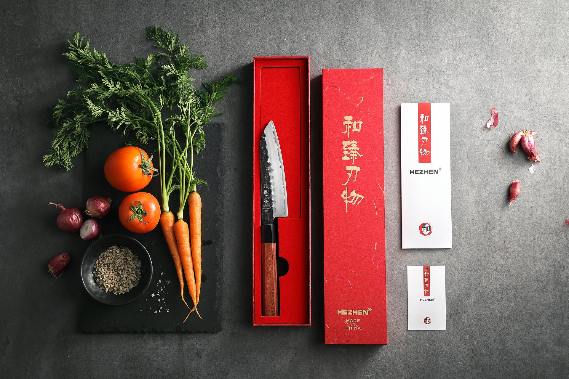 Luxuriöse Geschenkbox Santoku Messer HEZHEN PM8S