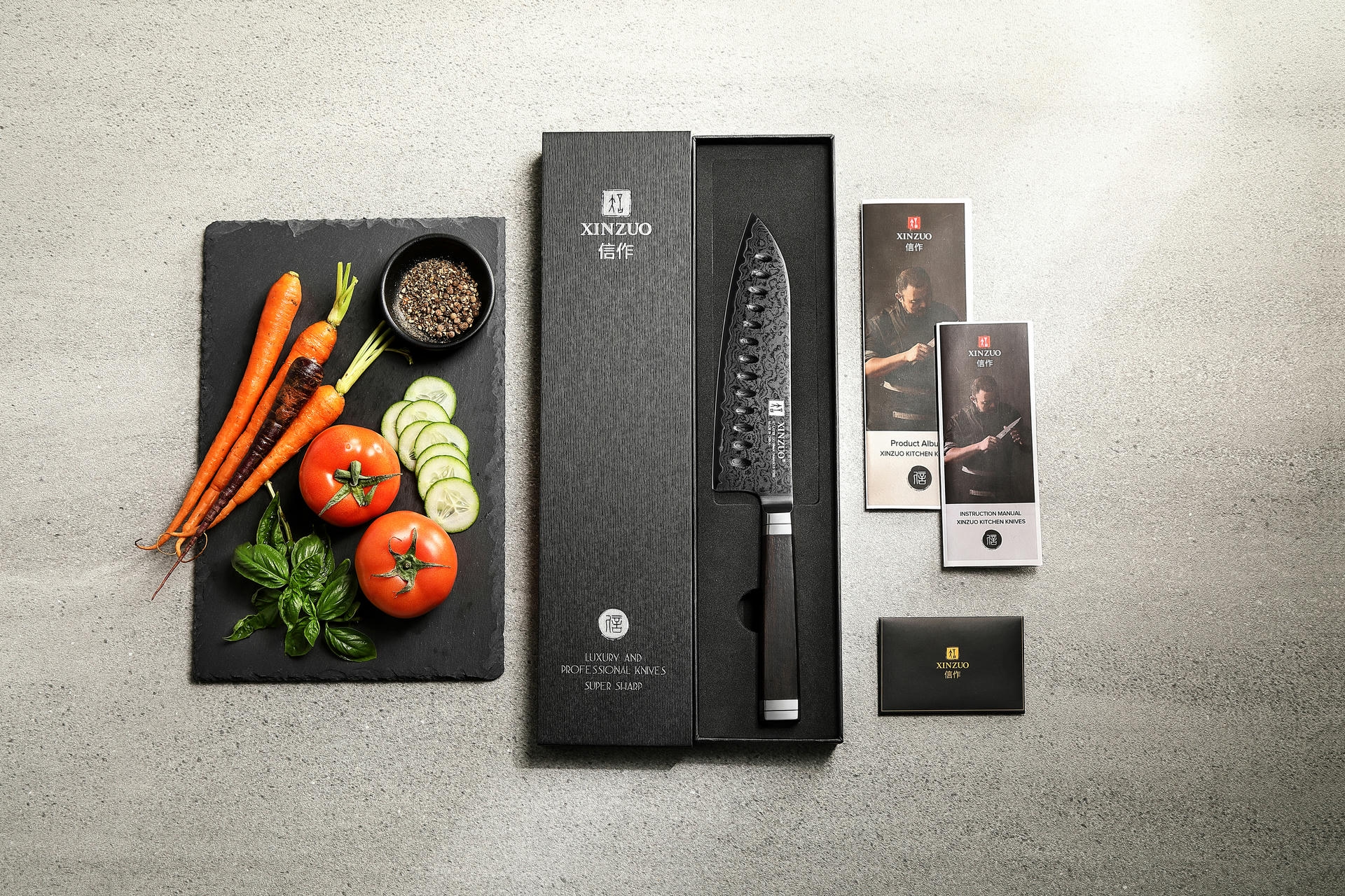 Luxuriöse Geschenkbox Santoku Messer XinZuo Ji X08E