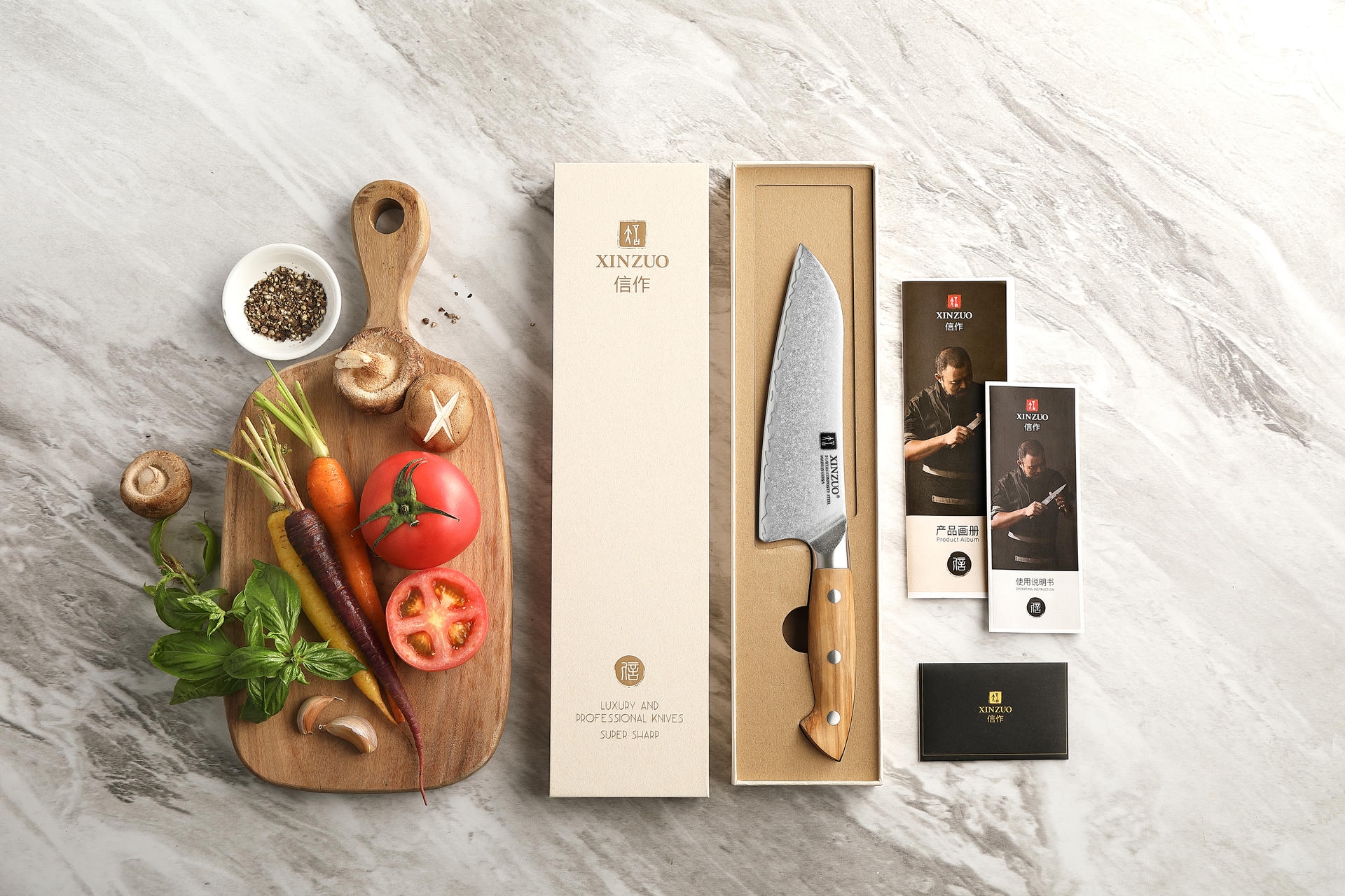 Luxuriöse Geschenkbox Santoku Messer XinZuo Pin X02O