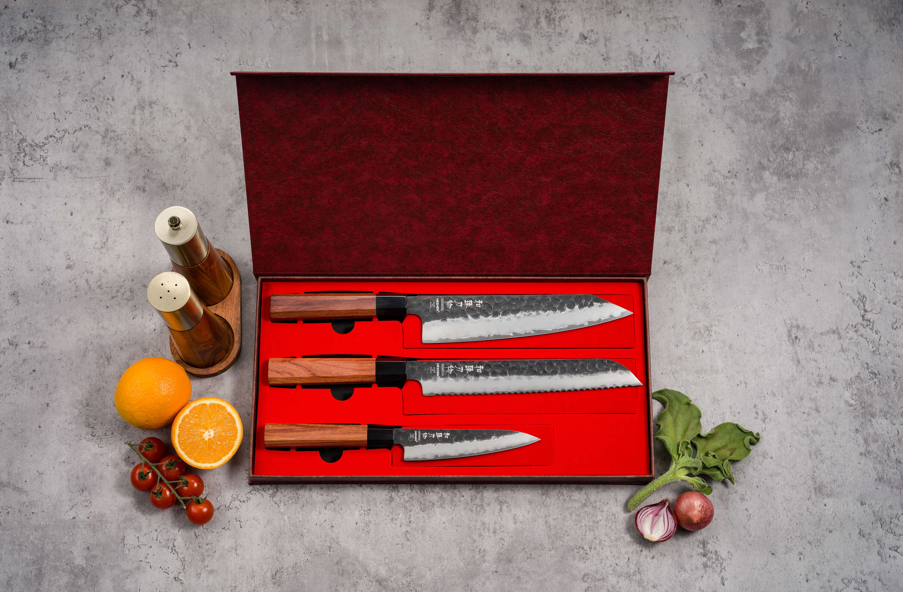 Dreiteiliges Messerset HezHen PM8S - Luxuriöse Geschenkbox