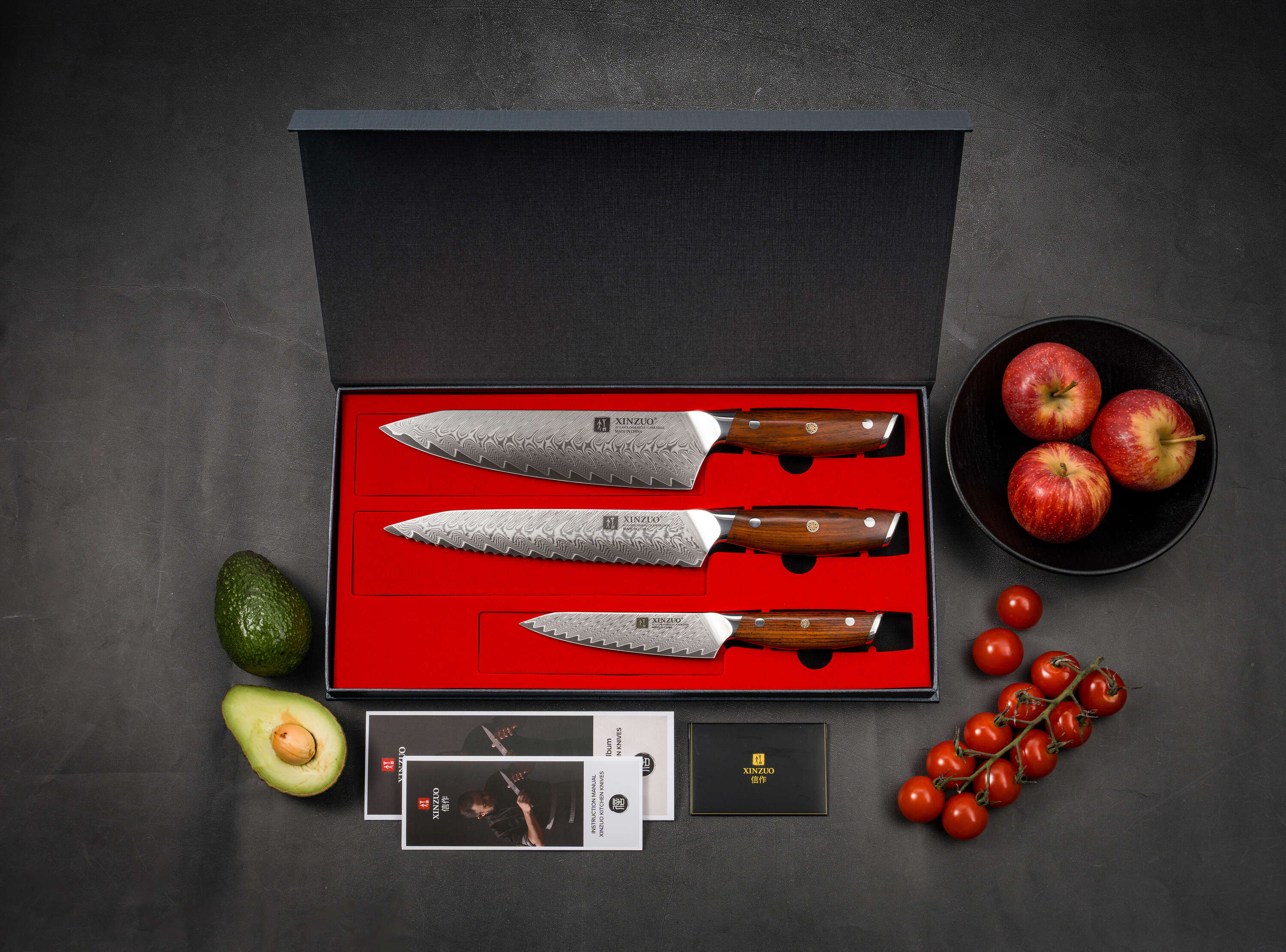 Dreiteiliges Messerset XinZuo Yi B27 - Luxuriöse Geschenkbox