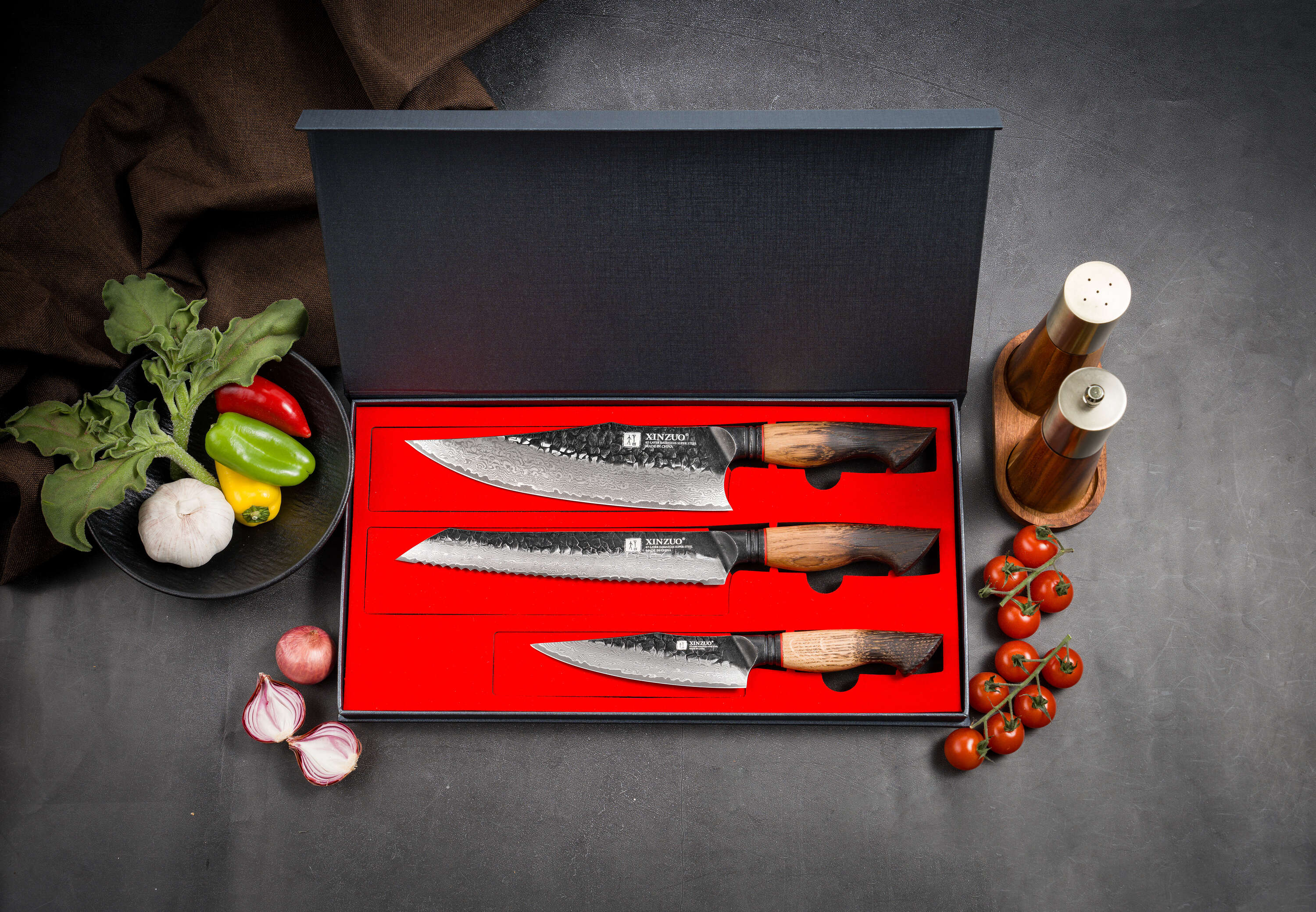 Dreiteiliges Messerset XinZuo Mo X06 - Luxuriöse Geschenkbox