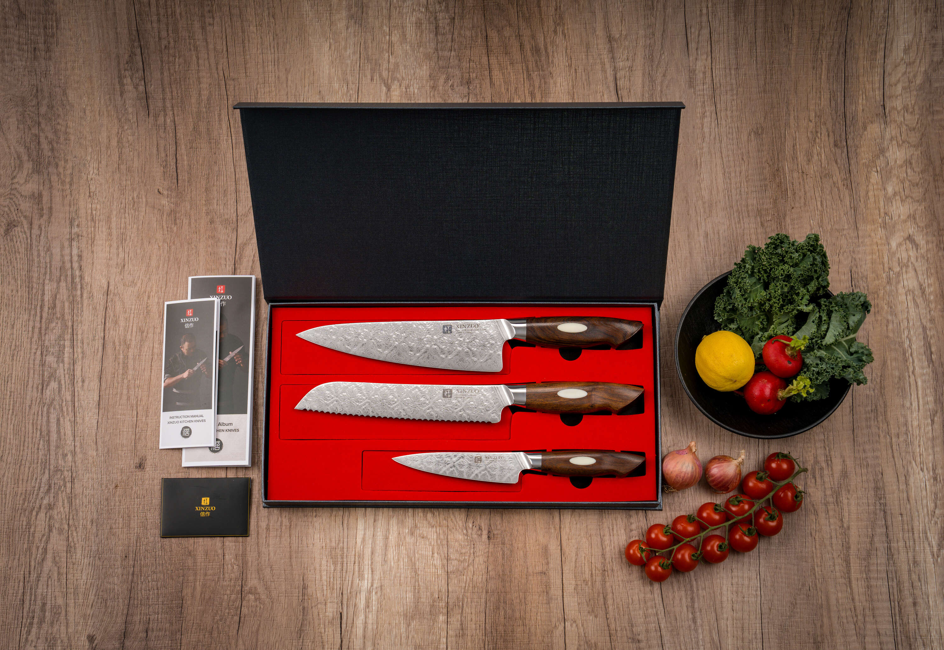 Dreiteiliges Messerset XinZuo Jiang B46D - Luxuriöse Geschenkbox