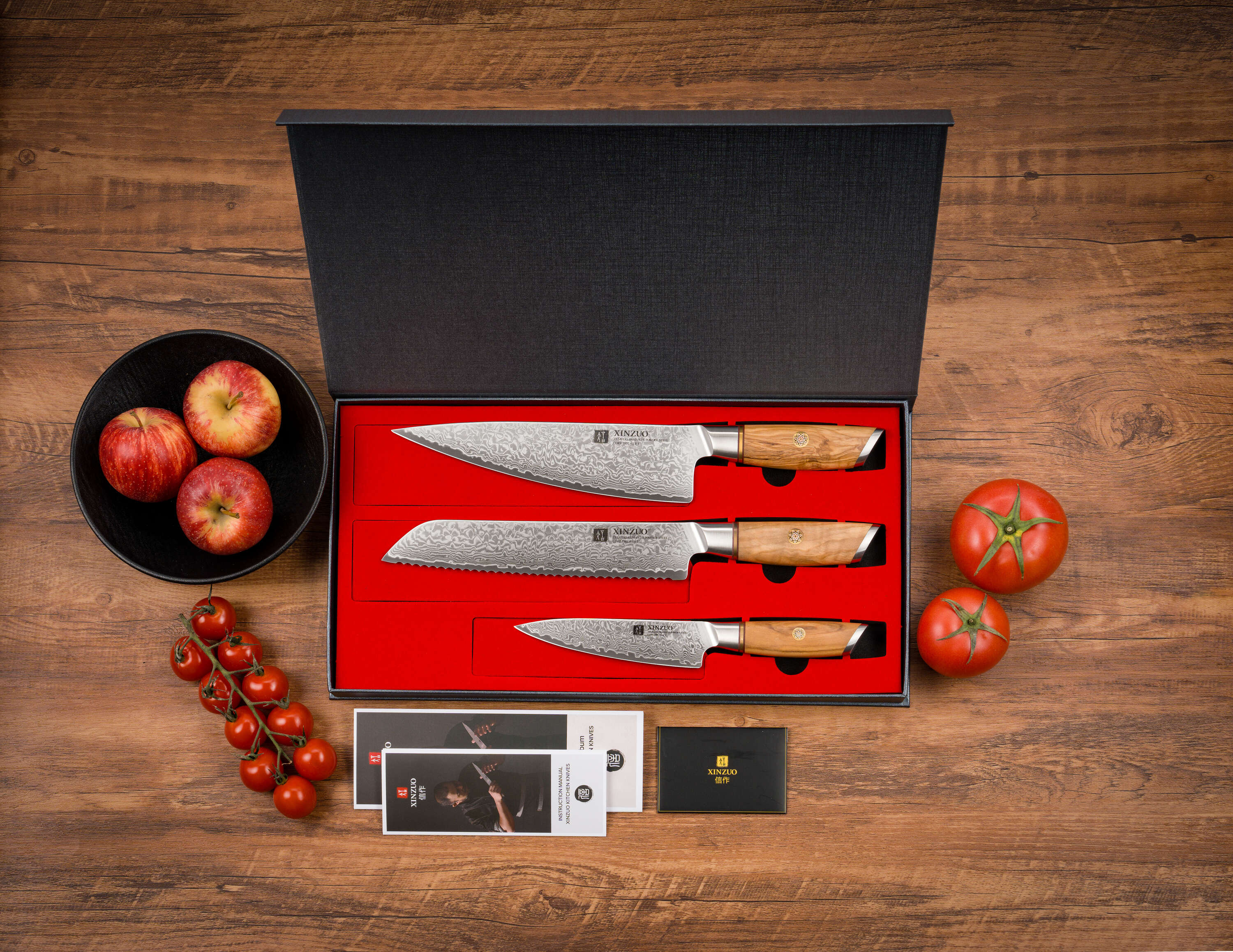 Dreiteiliges Messerset XinZuo Jiang B37 - Luxuriöse Geschenkbox