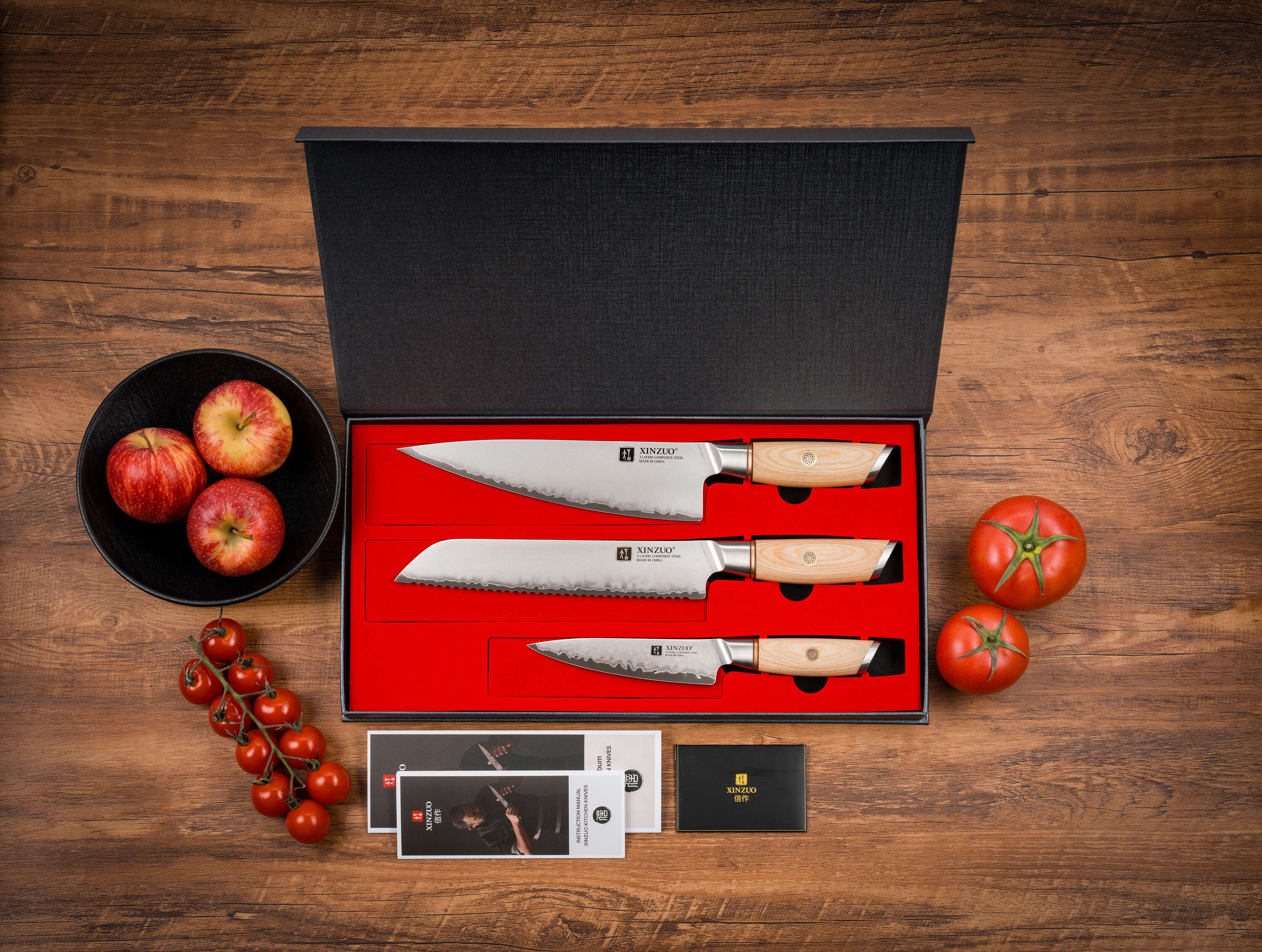 Dreiteiliges Messerset XinZuo Jiang B37S - Luxuriöse Geschenkbox