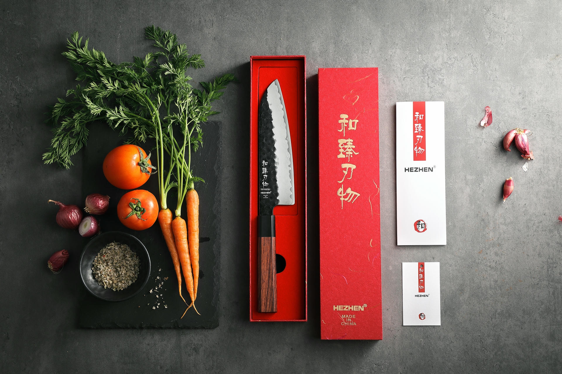Luxuriöse Geschenkbox Santoku Messer HEZHEN PM8S