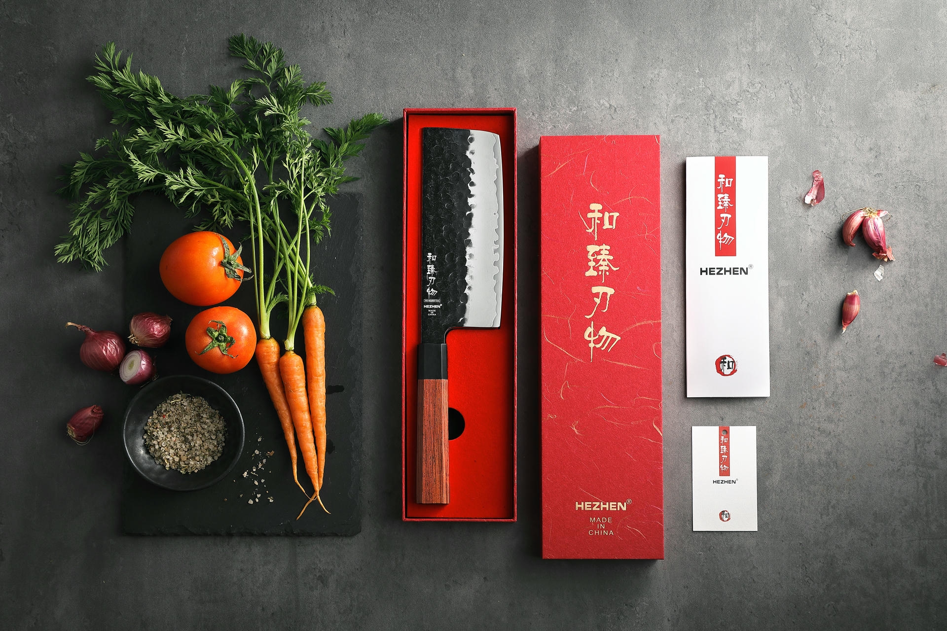 Nakiri Messer HEZHEN PM8S in der Geschenkbox